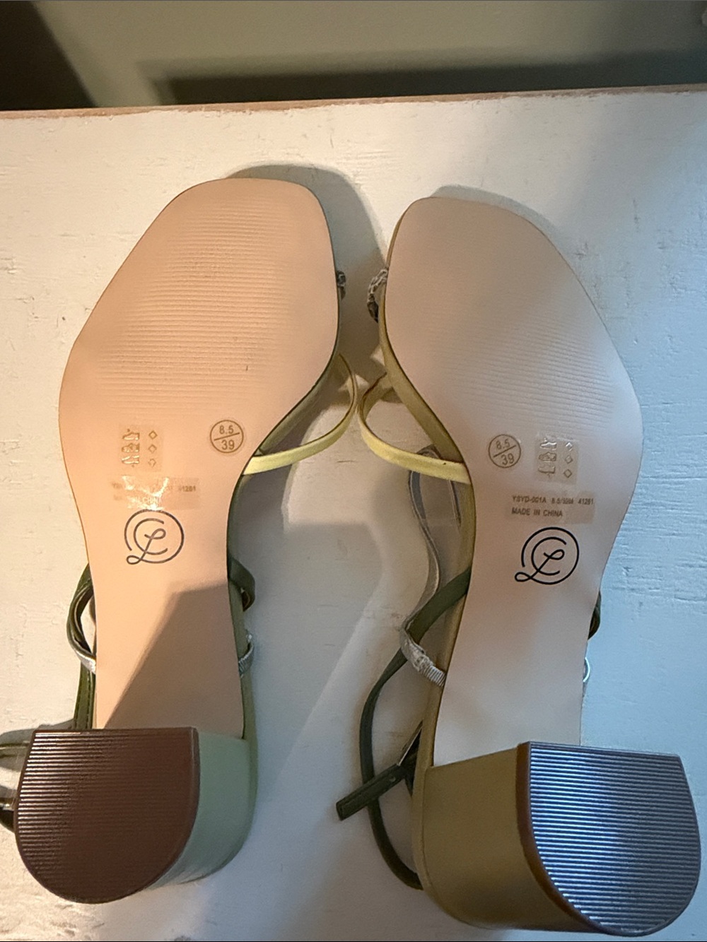 Yanna Green and Snakeskin Strappy High Heel Sandals 8.5 - Picture 4 of 5